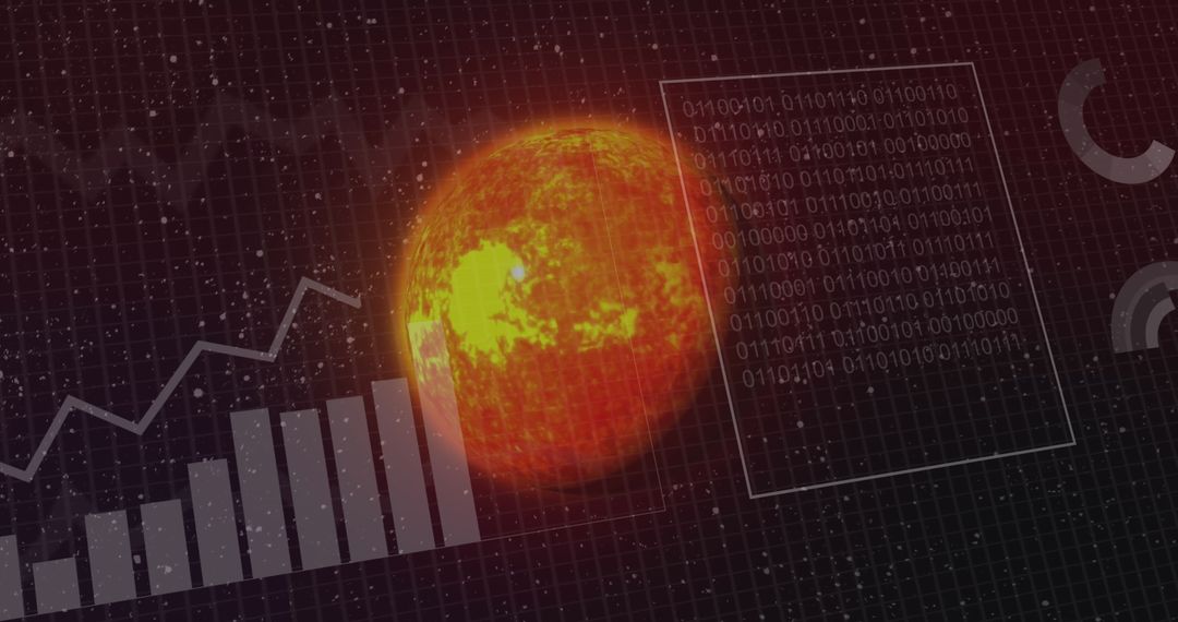 Digital Sun with Data Overlays for Solar Analysis Concept