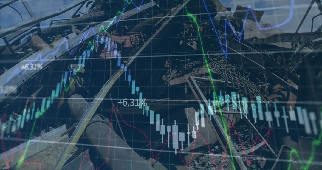 Data Overlay on Landfill Symbolizing Environmental Impact of Technology