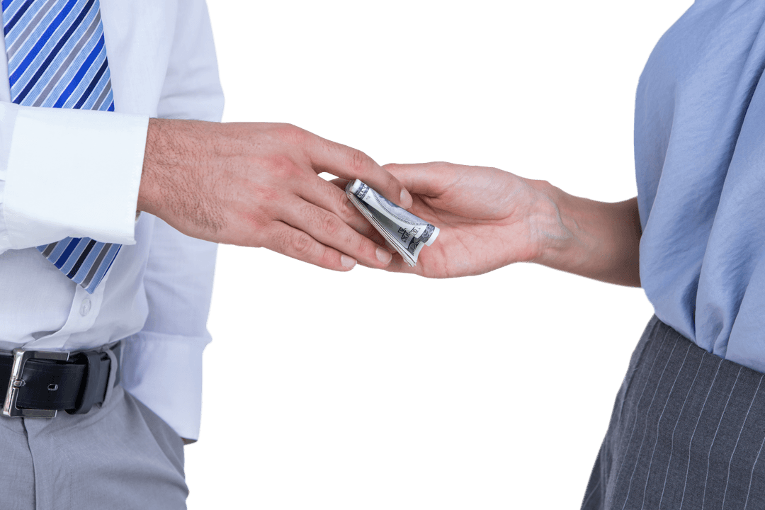 Transparent Midsection Business Transaction Exchanging Money