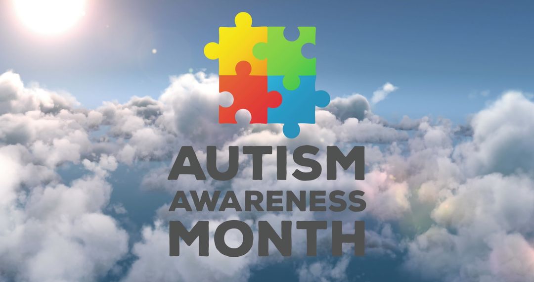 Autism Awareness Month Puzzle Clouds Concept