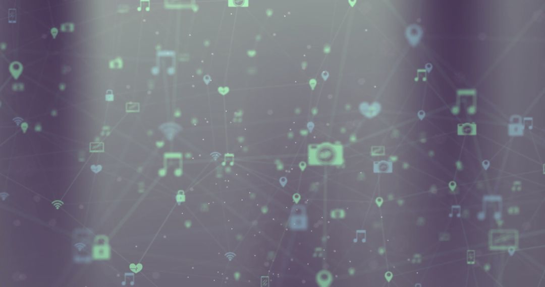 Abstract Digital Network with Floating Icons