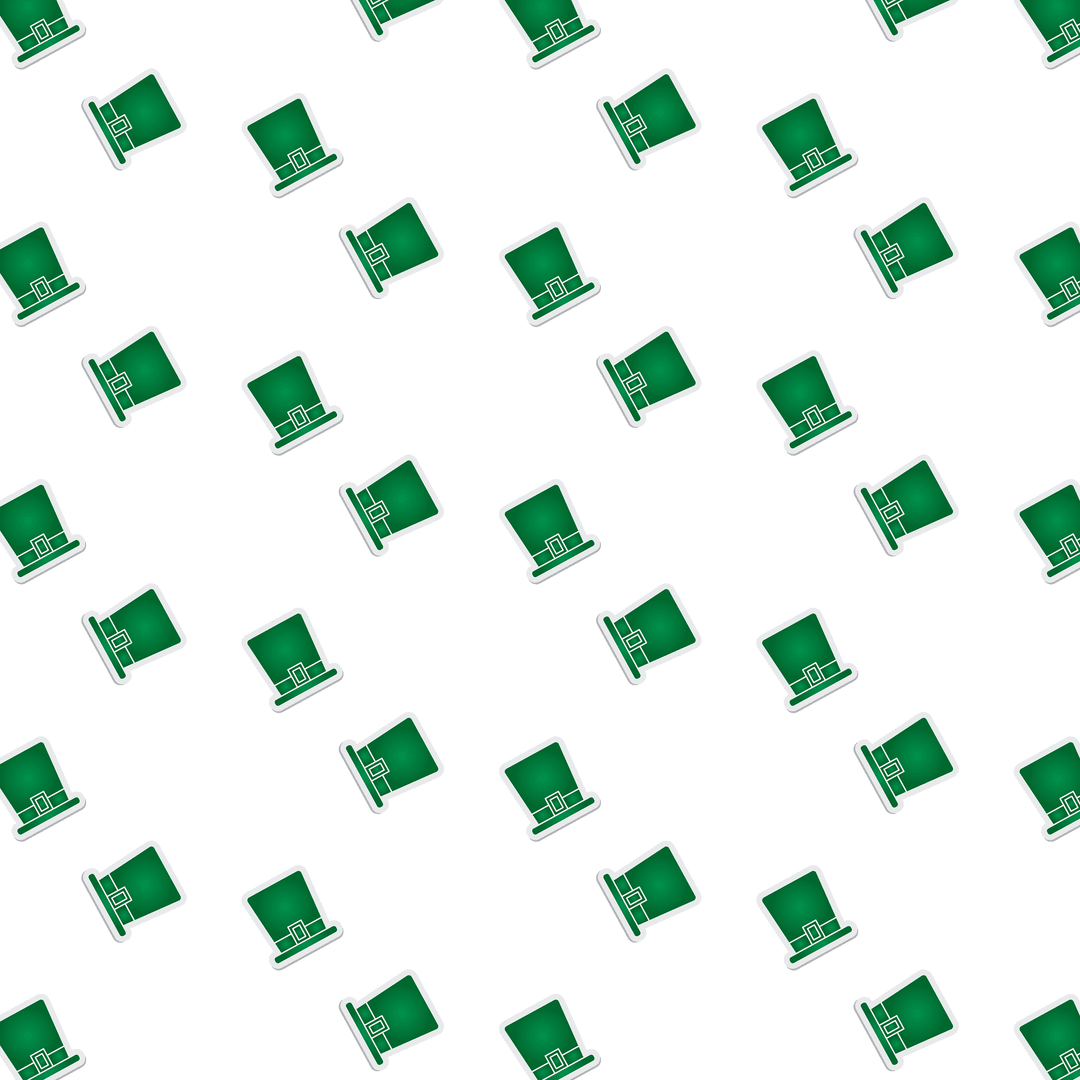 Green Leprechaun Hat Pattern on Transparent Background for St. Patrick's Day