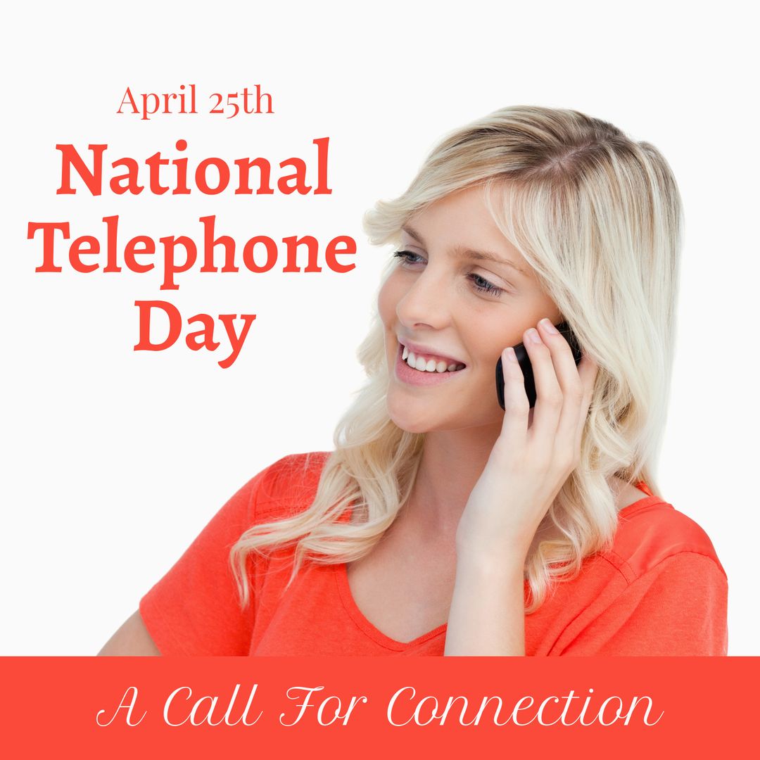 National Telephone Day Celebration with Woman on Smartphone