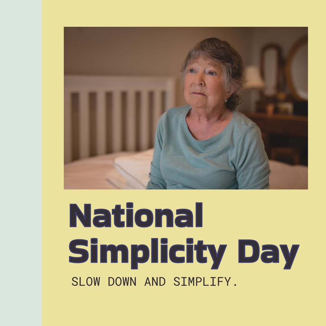 National Simplicity Day with Elderly Woman Contemplating