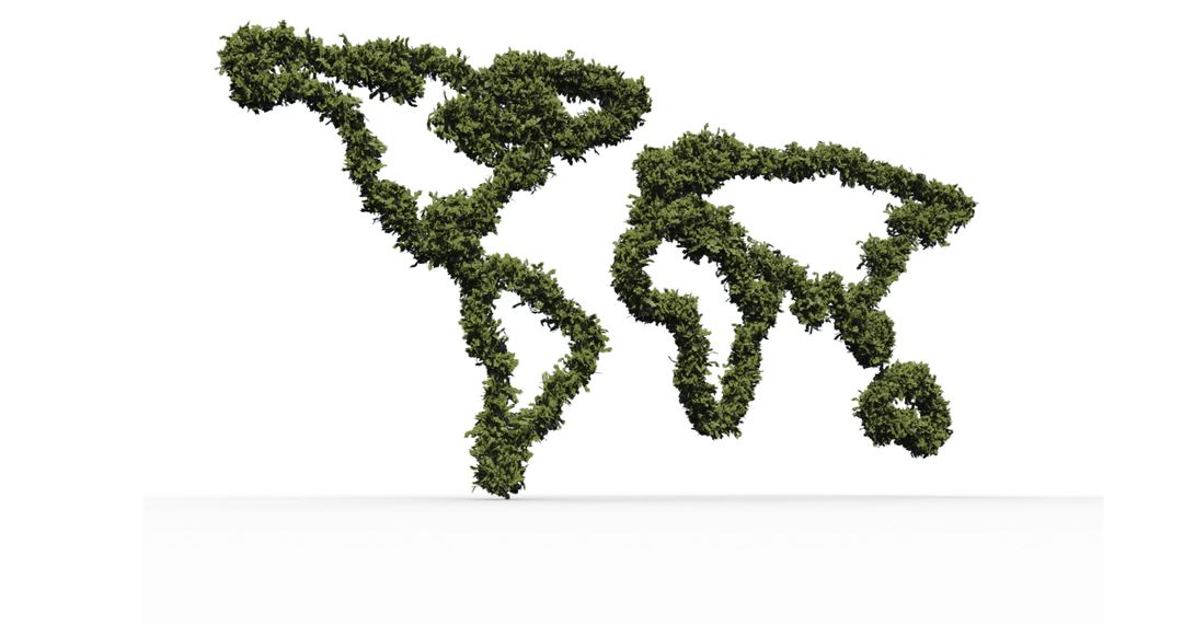 World Map Shaped with Greenery Representing Sustainable Environment