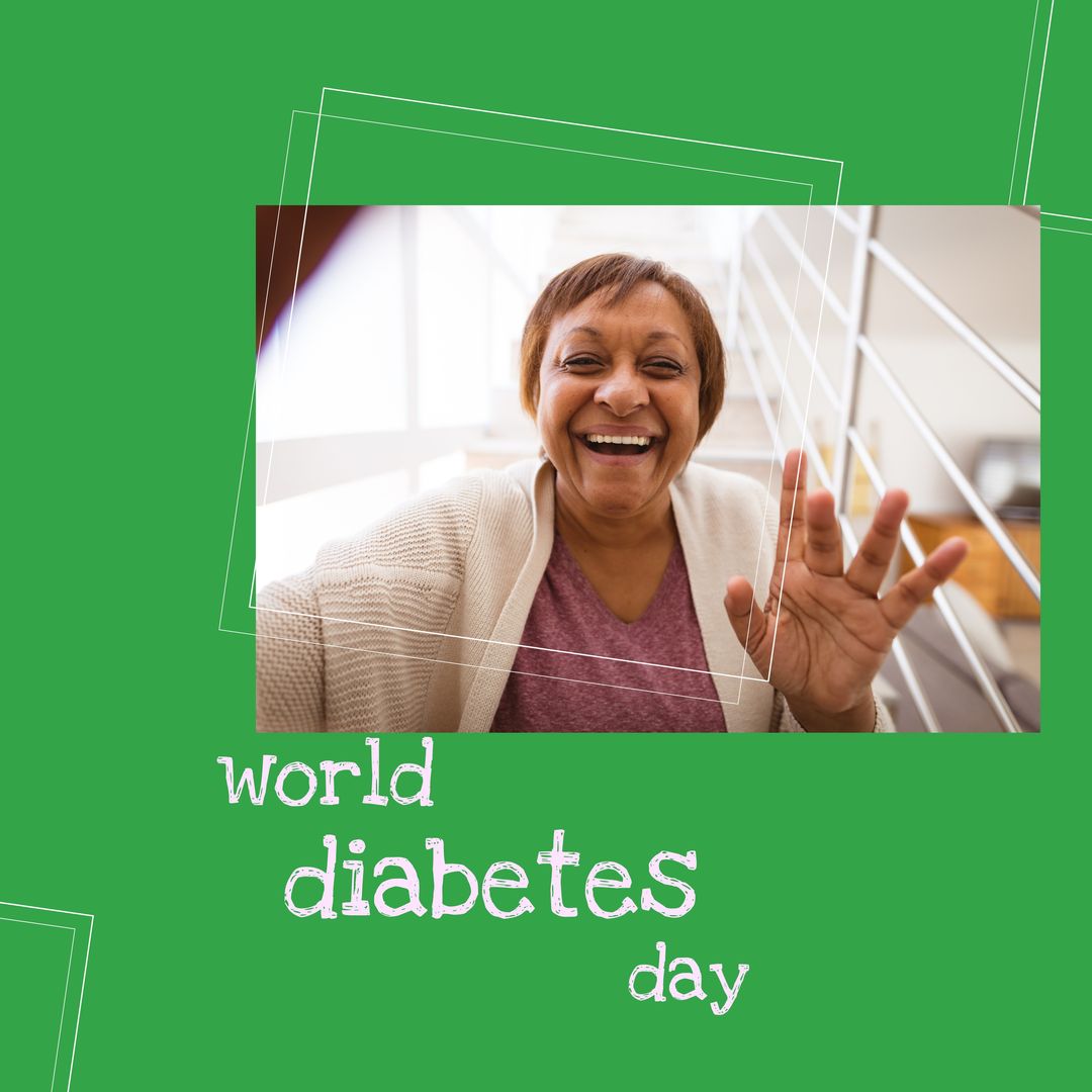 Composite of world diabetes day text and squares with portrait of happy biracial mature woman - Download Free Stock Templates Pikwizard.com