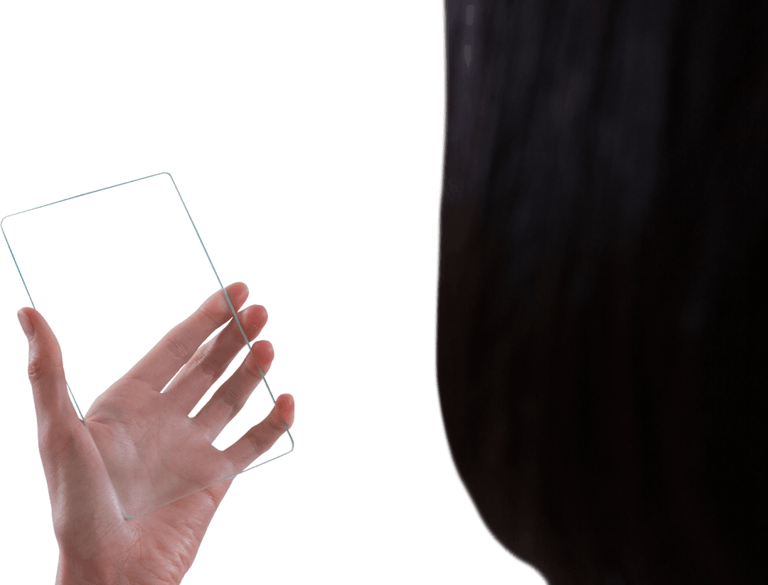 Close-up Hand Holding Transparent Glass Tablet Device