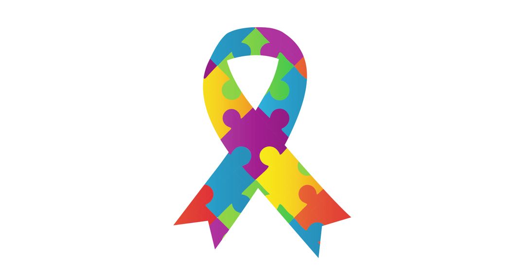 Multicolored Puzzle Ribbon Symbolizing Autism Awareness