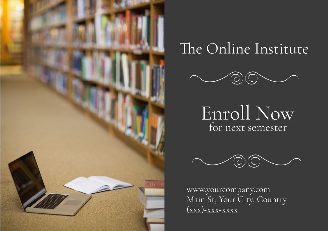 Online Education Promotion Laptop in Library