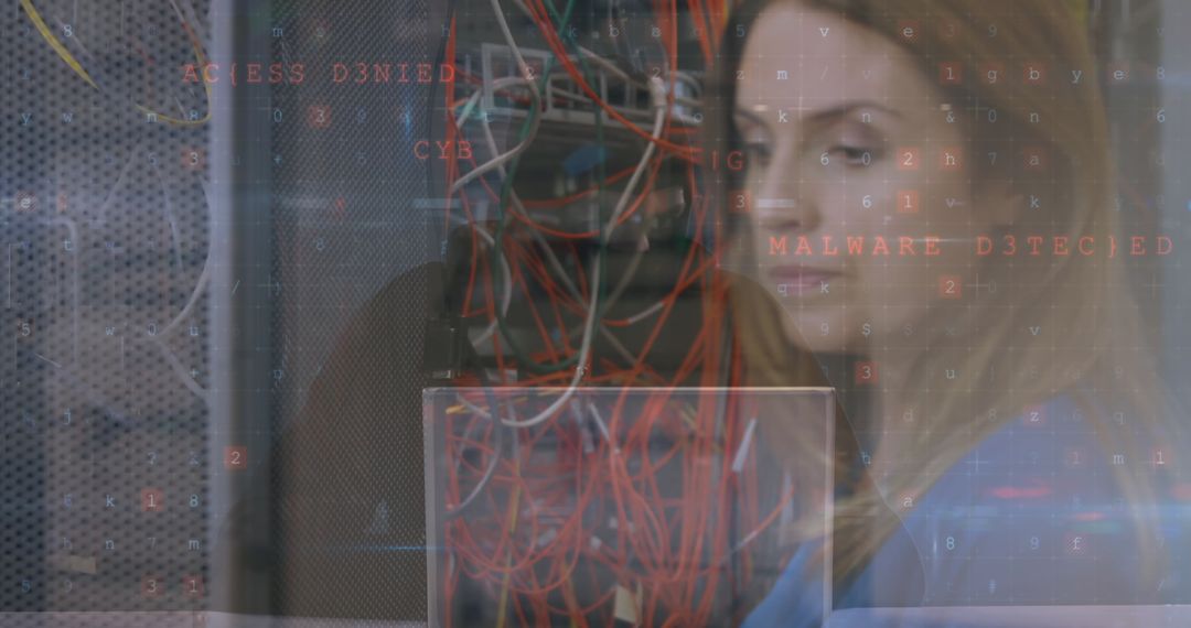 Conceptual Network Security with Confident Woman in IT Surrounded by Codes