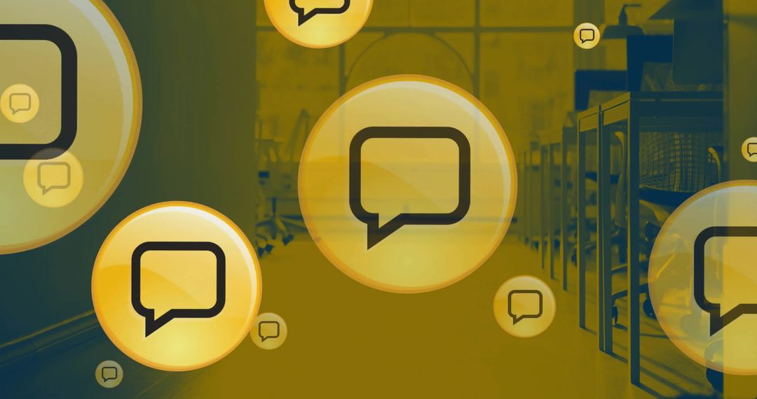 Digital Speech Bubbles in Empty Office