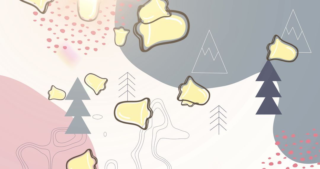 Falling Bells with Geometric Christmas Elements in Modern Illustration