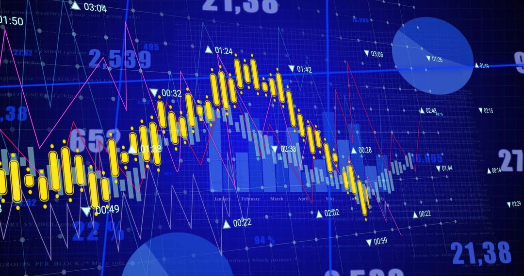Dynamic Digital Stock Market Data on Grid Background