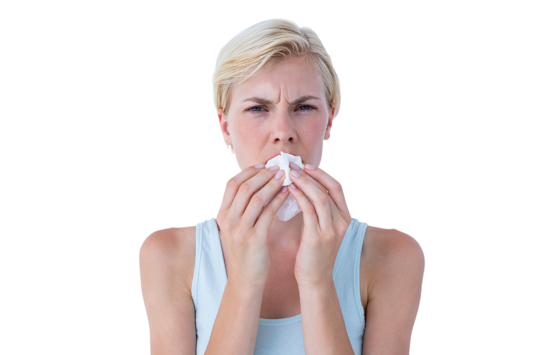 Transparent Portrait of Attractive Woman Blowing Her Nose - Download Free Stock Images Pikwizard.com