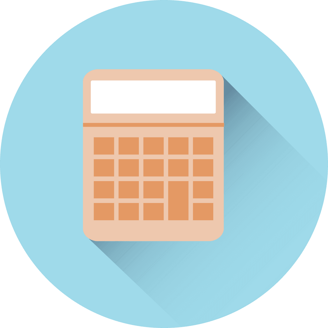 Flat Style Transparent Calculator Icon with Long Shadow