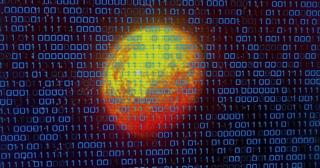 Digital Binary Code Overlaying Glowing Planet Surface - Free Images, Stock Photos and Pictures on Pikwizard.com