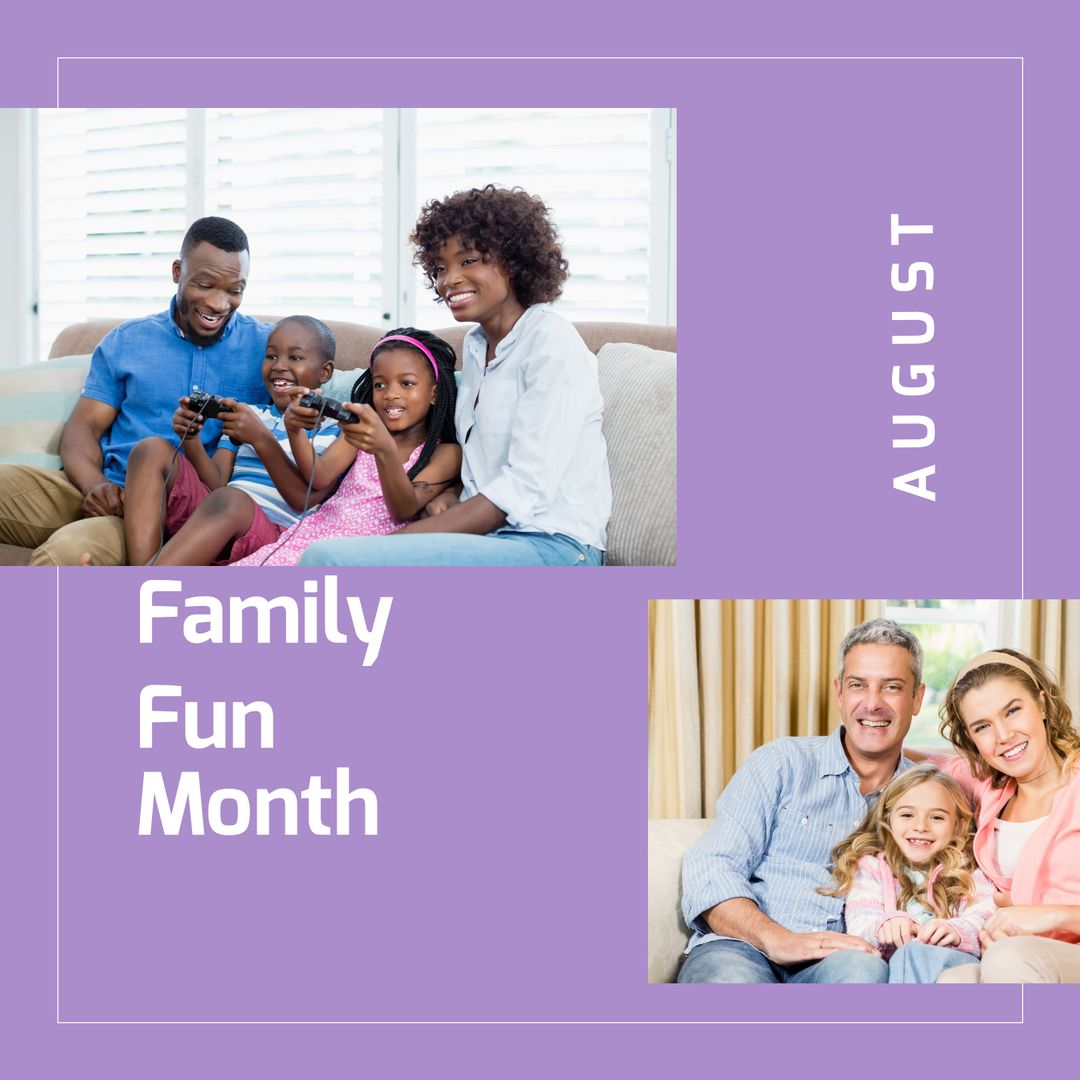 Families Celebrating Family Fun Month in August - Download Free Stock Templates Pikwizard.com