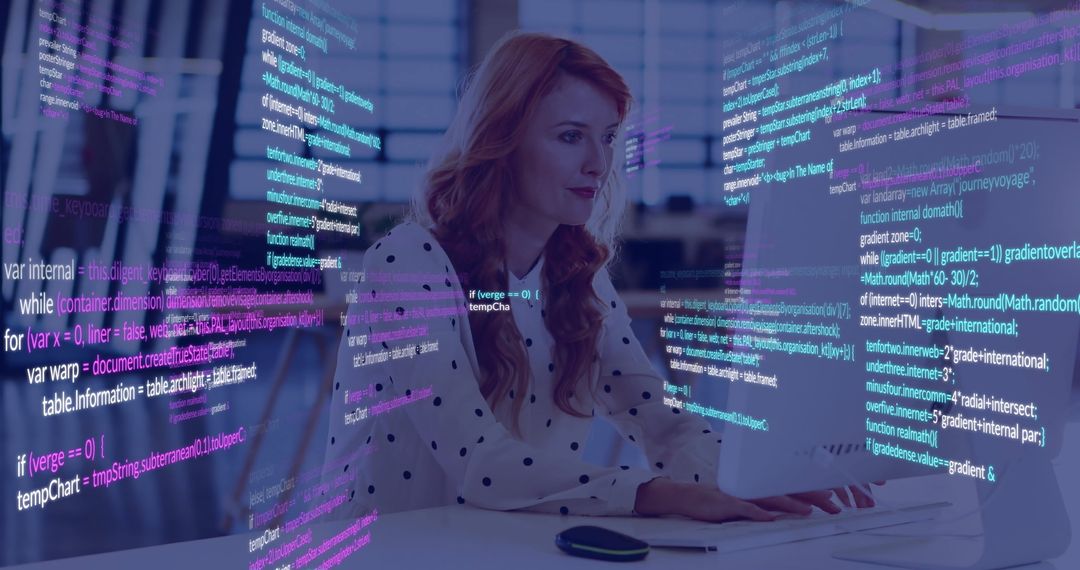 Caucasian Businesswoman Analyzing Data on Computer