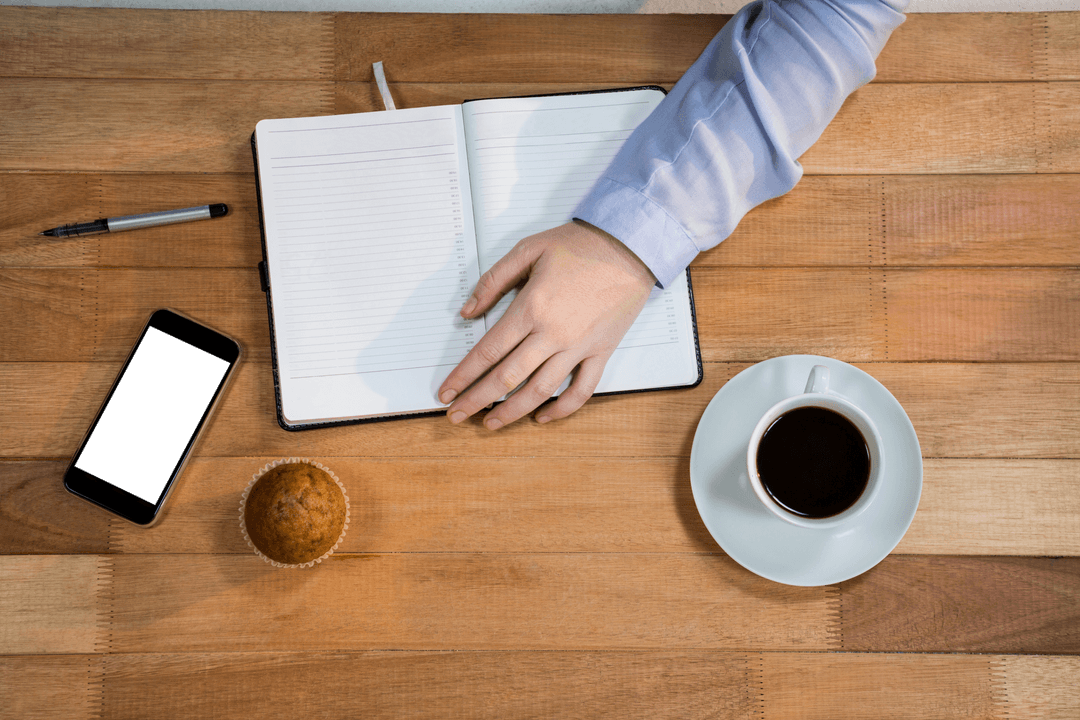 Transparent Organizer Book with Muffin and Coffee Cup