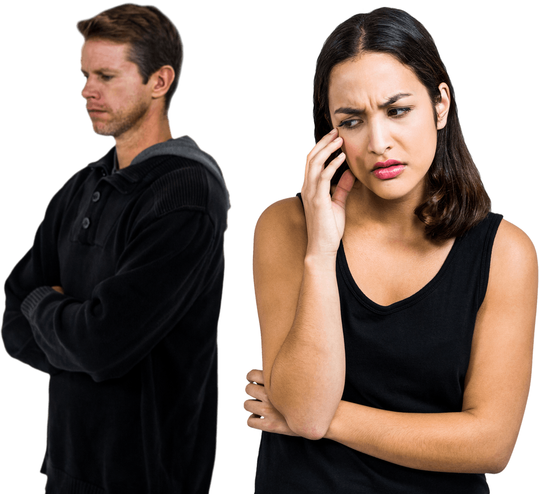 Transparent Background of Angry Caucasian Couple Arguing