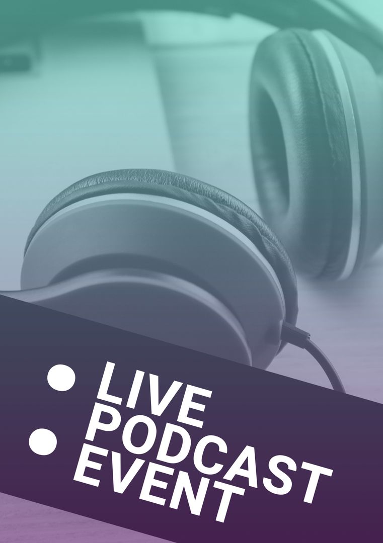 Live Podcast Event Announcement with Headphones in Color Gradient Background - Download Free Stock Templates Pikwizard.com