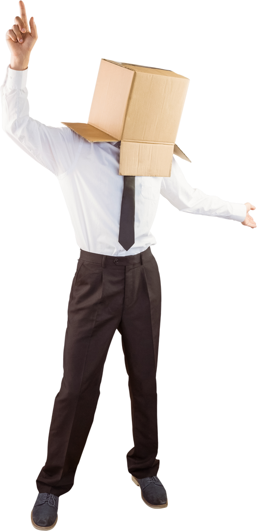 Businessman With a Box on Head Making Gestures on Transparent Background - Download Free Stock Images Pikwizard.com