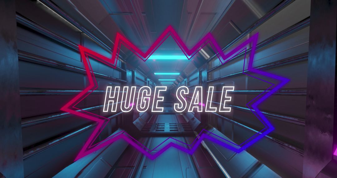 Huge Sale Announcement with Neon Tunnel Effect