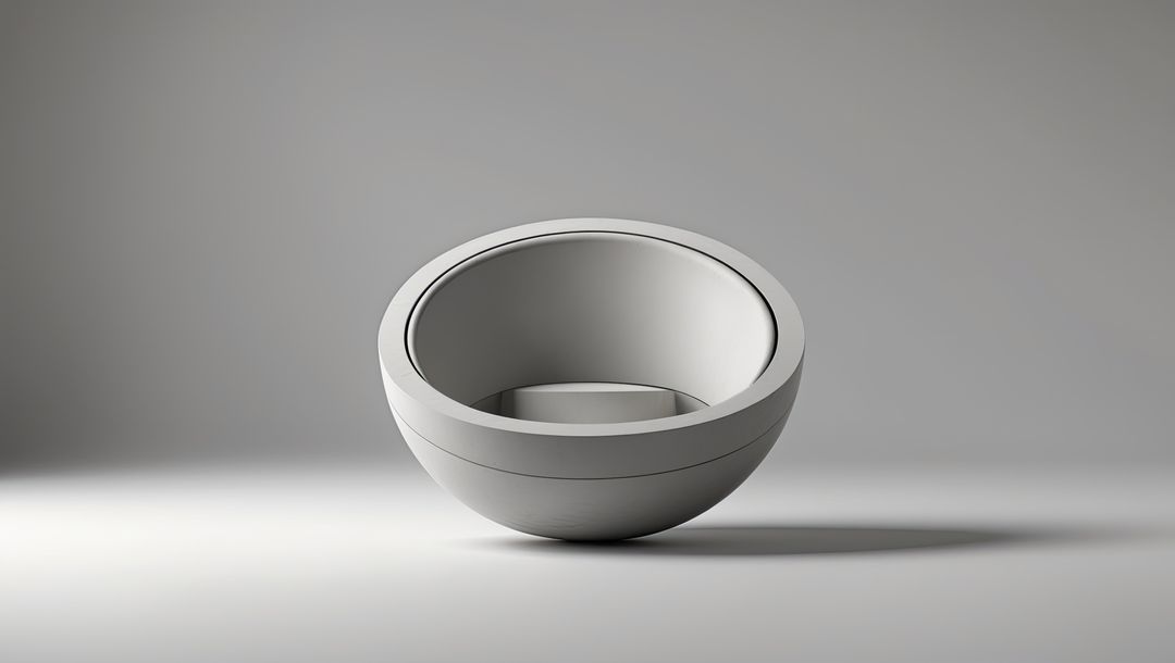 Minimalist Spherical Bowl Casting Shadow on Neutral Surface