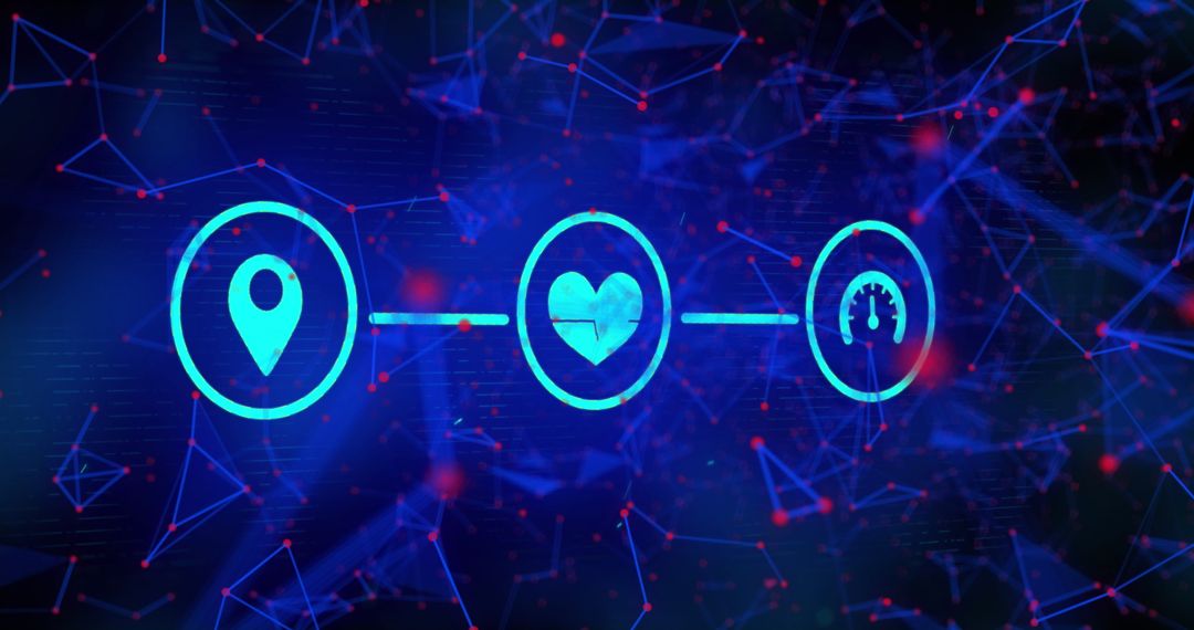 Abstract Digital Connection with Blue Glowing Network Icons