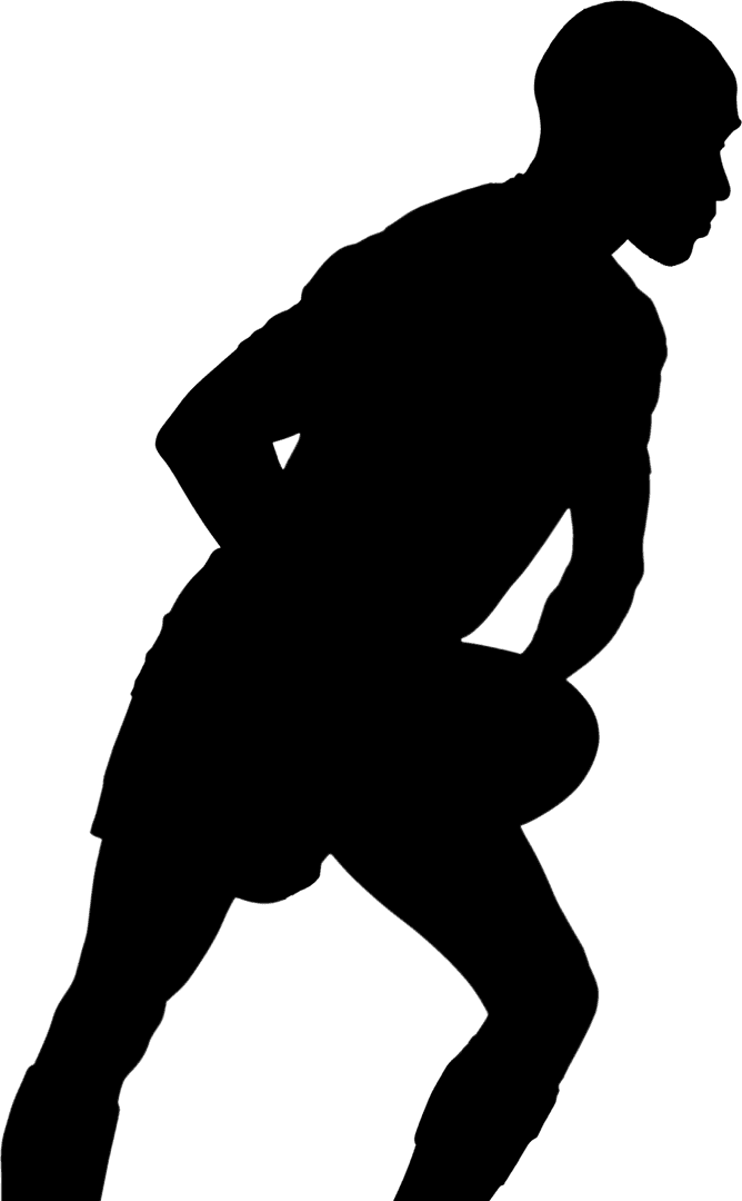 Dynamic Transparent Silhouette of Rugby Player with Ball