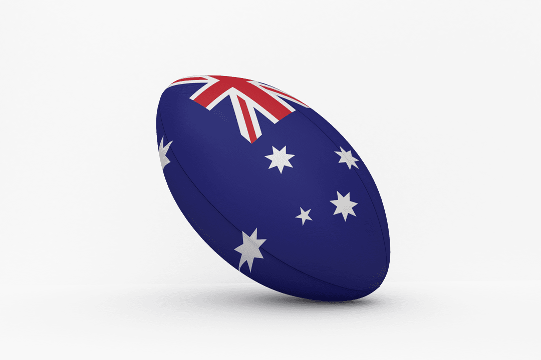 Australian Flag on Rugby Ball with Transparent Background