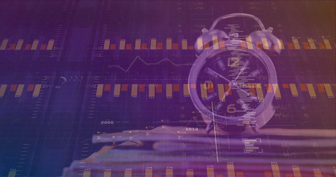 Financial Charts Overlay on Alarm Clock