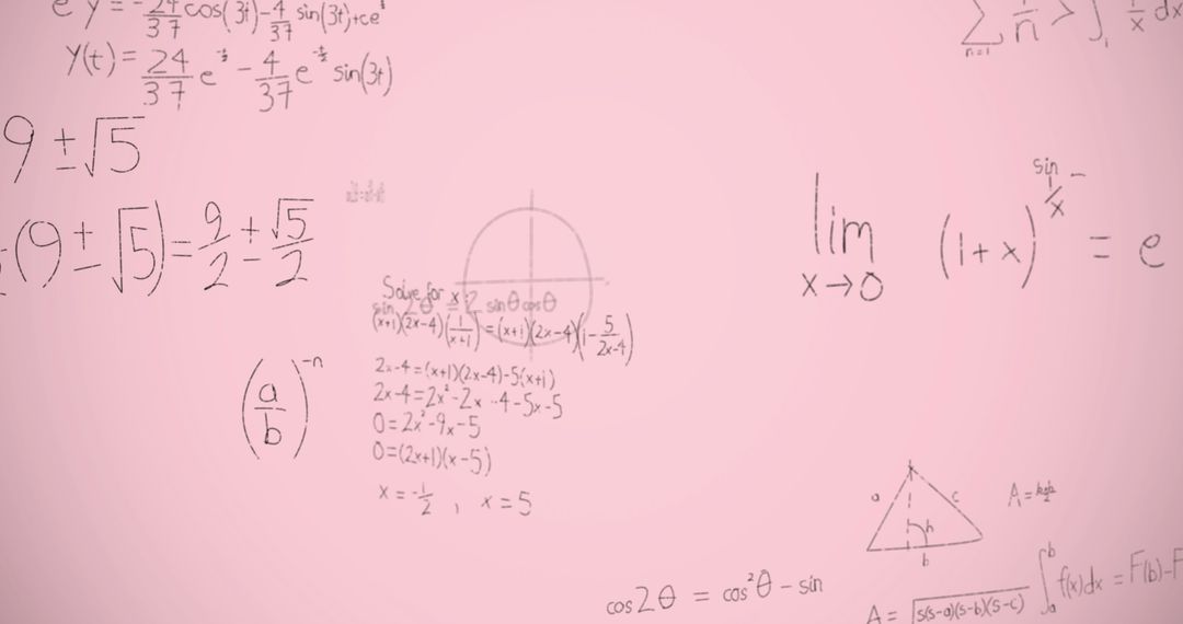 Mathematical Equations Over Pink Background Inspiring Academic Achievement