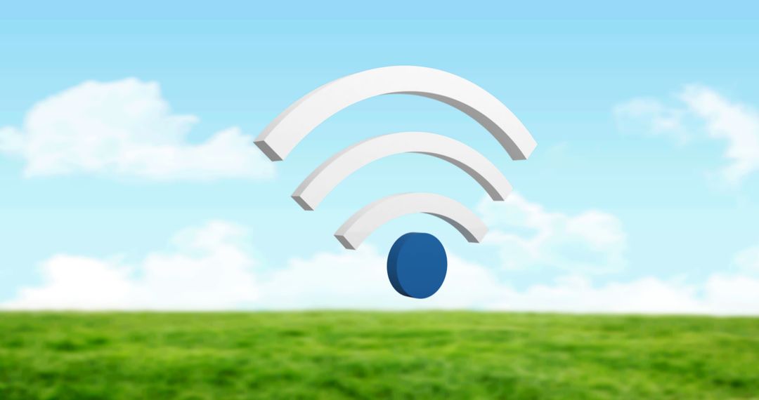 WiFi Symbol on Outdoor Landscape Background Depicting Connectivity - Free Images, Stock Photos and Pictures on Pikwizard.com