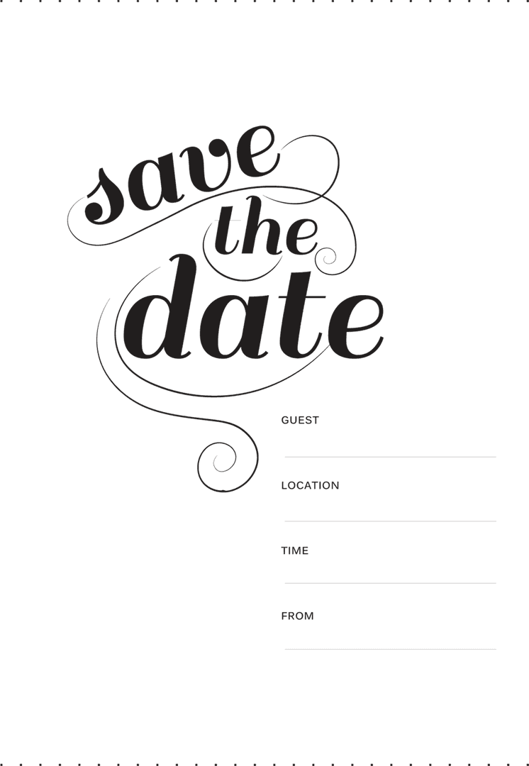 Elegant Save the Date Card Design on Transparent Background