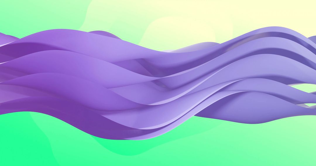 Violet Waves Flowing over Green Background Abstraction