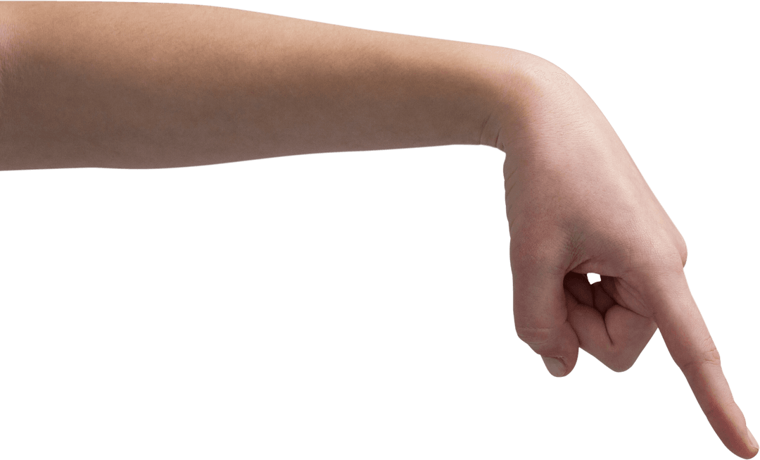 Transparent Arm with Hand Pointing Downward Gesture