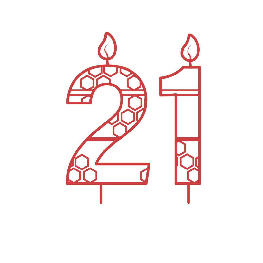 Transparent Celebration Twenty-One Birthday Candles Design