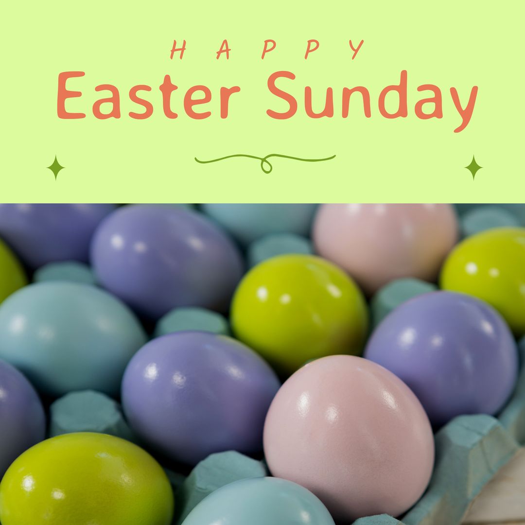 Colorful Easter Eggs with Happy Easter Sunday Text Greeting - Download Free Stock Templates Pikwizard.com