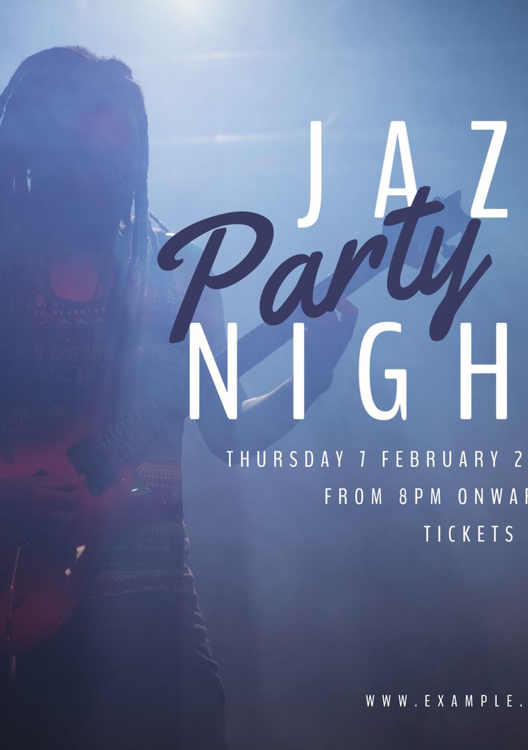 Jazz Night Invitation Featuring Musician Silhouette