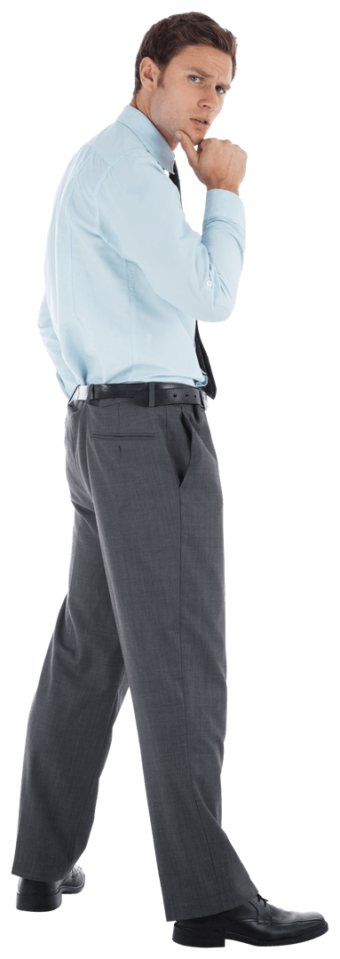 Transparent Confident Businessman Contemplating Next Move