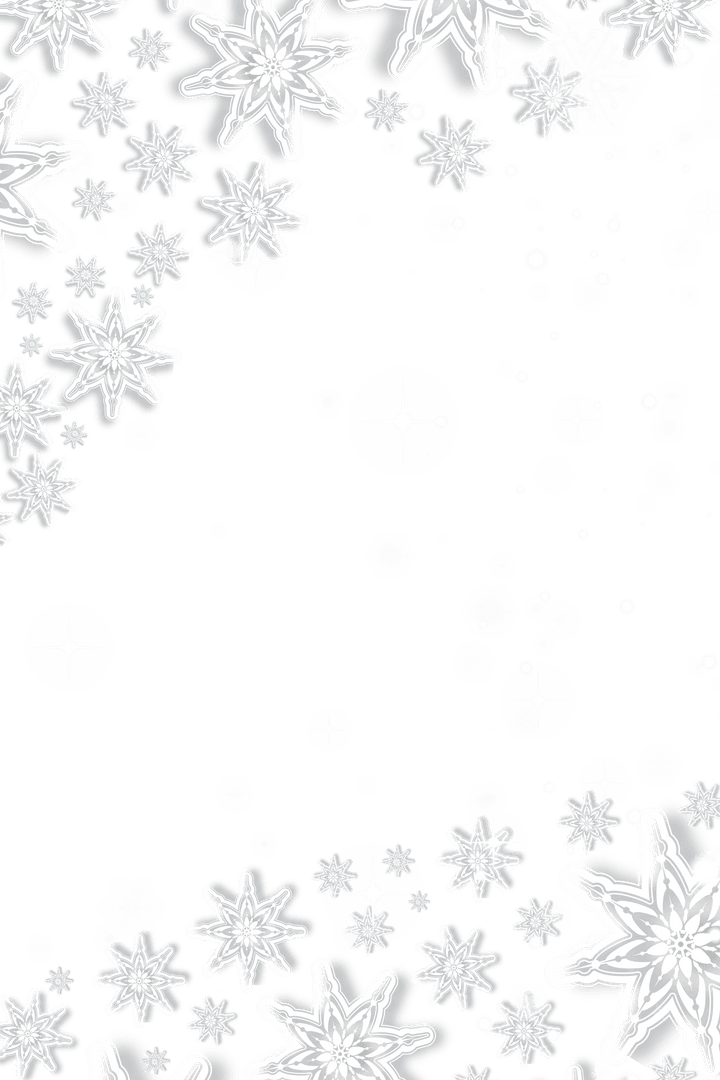 White Snowflakes with Stars on Transparent Background for Christmas Design