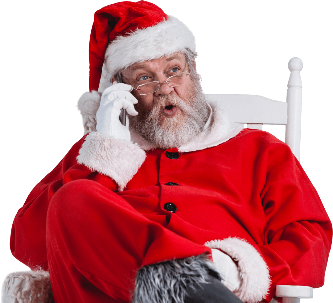 Transparent Santa Claus Talking on Cell Phone