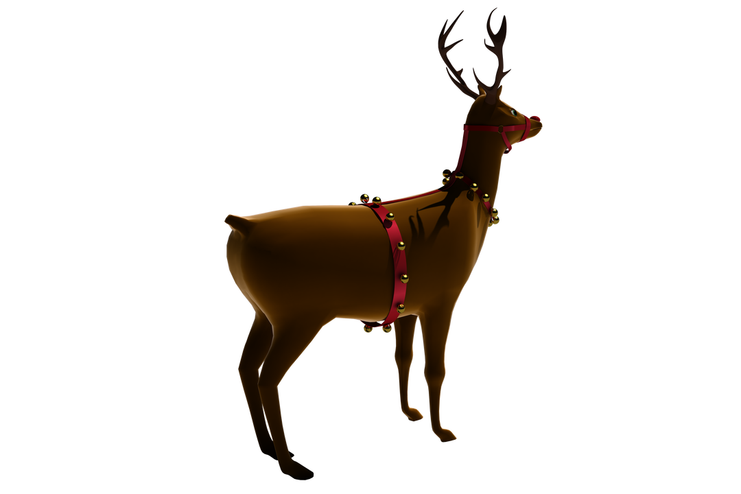 Transparent reindeer with festive red harness and bells - Download Free Stock Images Pikwizard.com