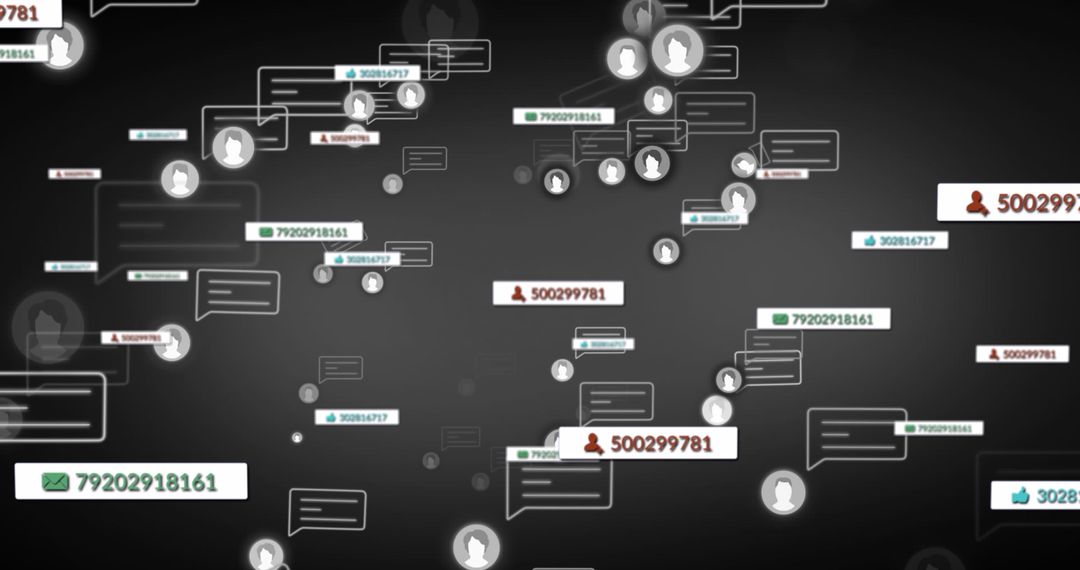 Digital Social Media Interface with Floating Icons