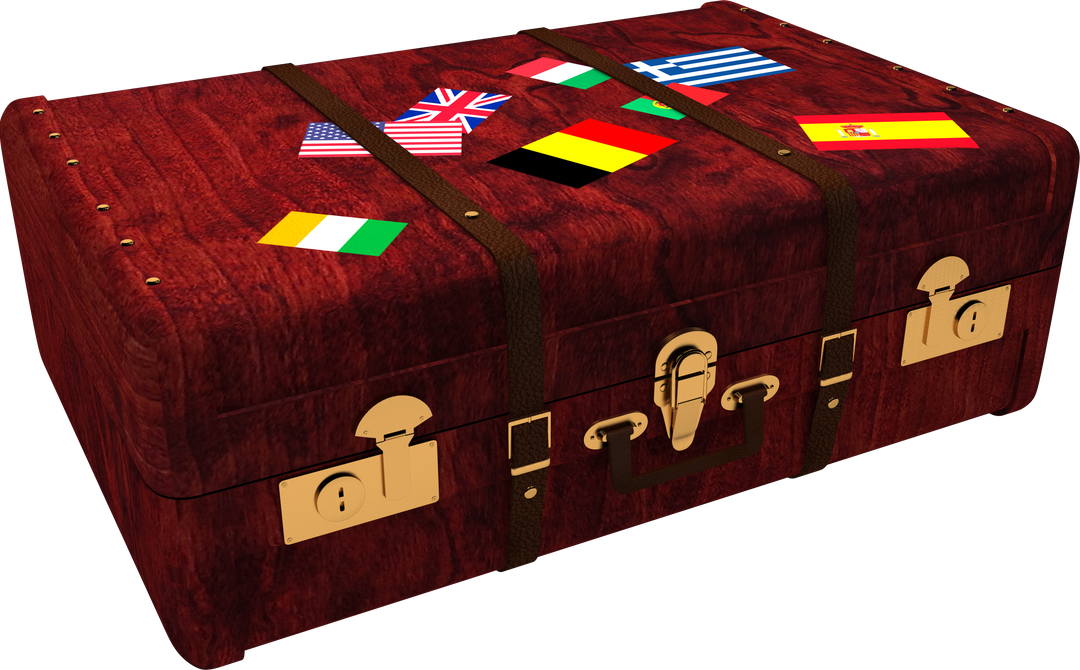 Transparent Vintage Suitcase with International Flags for Travel  - Download Free Stock Images Pikwizard.com