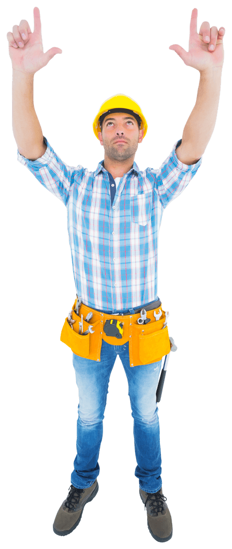 Construction Worker Gesturing Hand Frame Transparent Background