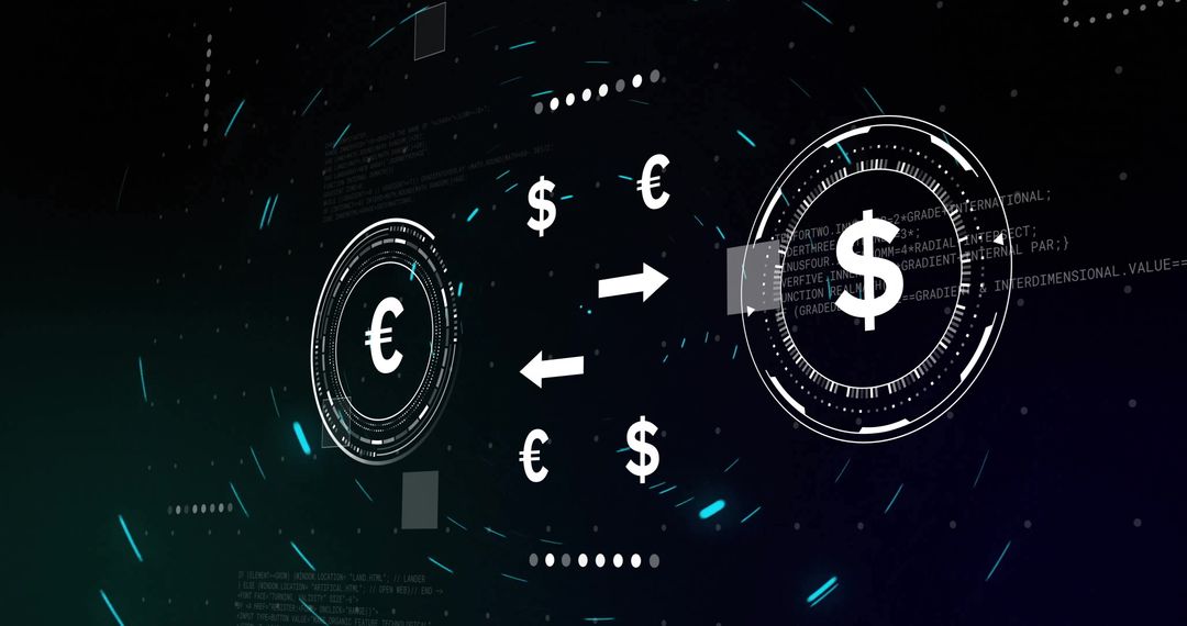 Digital Exchange Interface with Euro and Dollar Symbols