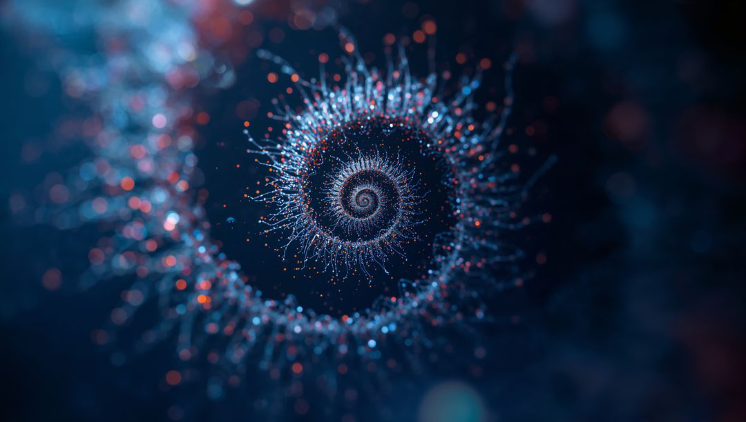 Glowing Fractal Spiral in Dark Digital Space