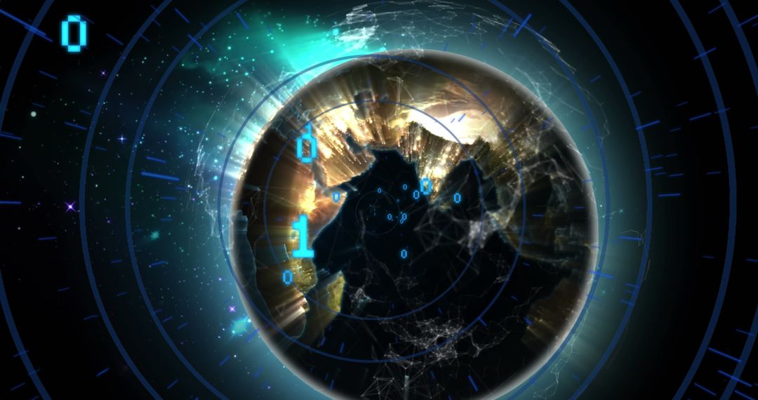 Digital Visualization of Binary Codes Circling Rotating Globe - Free Images, Stock Photos and Pictures on Pikwizard.com